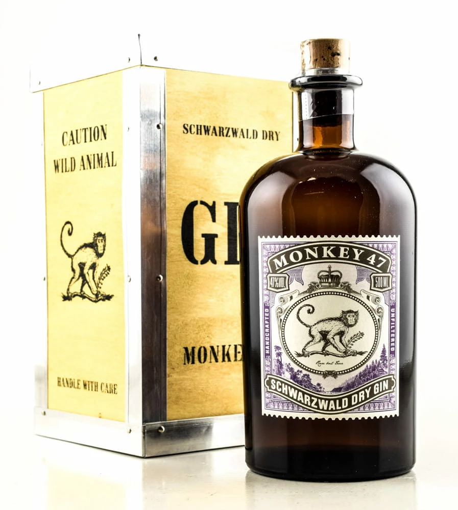 Monkey 47 Schwarzwald Dry Gin 47%vol. 0,5l - In Holzkiste 3 Monkey 47 Schwarzwald Dry Gin 47%vol. 0,5l - In Holzkiste