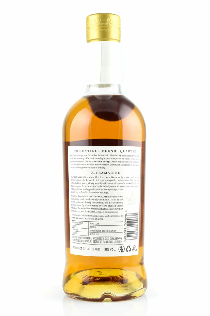 Ultramarine - The Extinct Blends Quartet - Compass Box 51%vol. 0,7l 5 Ultramarine - The Extinct Blends Quartet - Compass Box 51%vol. 0,7l – Bild 3