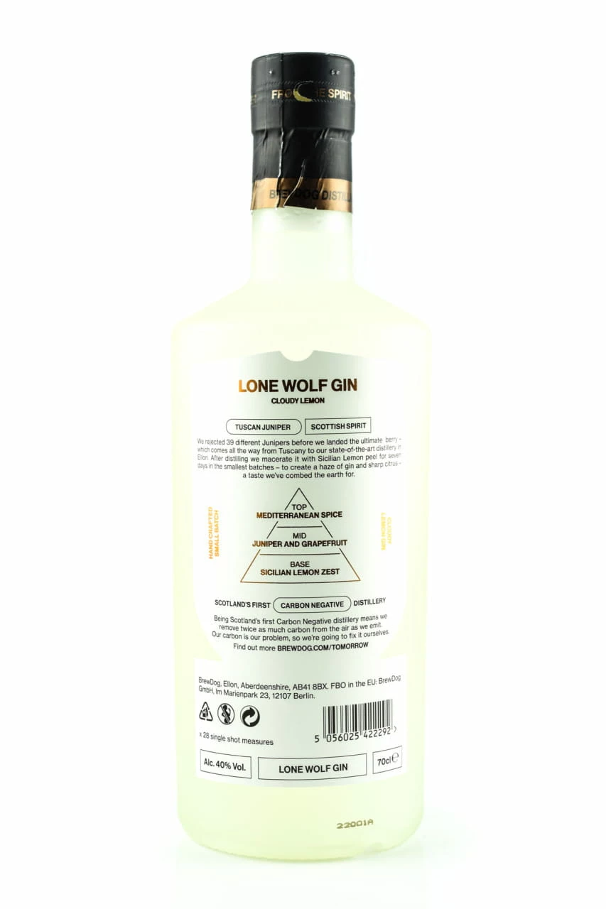 BrewDog LoneWolf Cloudy Lemon Gin 40%vol. 0,7l 4 BrewDog LoneWolf Cloudy Lemon Gin 40%vol. 0,7l – Bild 2